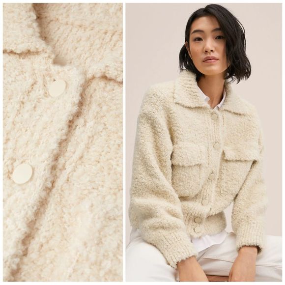 Mango Sweaters - Mango Knit Cardigan Sand Jacket